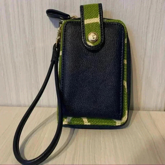 Spartina Wristlet - Green & Blue, Linen & Leather - Picture 2 of 5